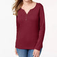Karen Scott Top Henley de Algodão Feminino Azul Escuro Tamanho Extra Grande