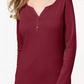 Karen Scott Top Henley de Algodão Feminino Azul Escuro Tamanho Extra Grande