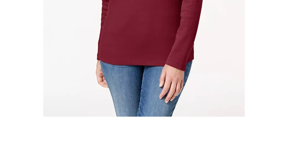 Karen Scott Top Henley de Algodão Feminino Azul Escuro Tamanho Extra Grande