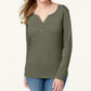 Karen Scott Top Henley de Algodão Feminino Verde Tamanho P