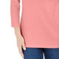Karen Scott Top Henley de Algodão Feminino Rosa Escuro Tamanho Grande