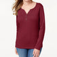 Karen Scott Top Henley de Algodão Feminino Roxo Tamanho Extra Grande
