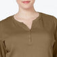 Karen Scott Blusa Feminina Petite Cotton Gola Henley Marrom Tamanho Médio Regular