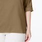 Karen Scott Blusa Feminina Petite Cotton Gola Henley Marrom Tamanho Médio Regular
