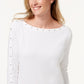 Karen Scott Blusa feminina de algodão com decote canoa e tachas, branca, tamanho extra grande