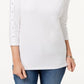 Karen Scott Blusa feminina de algodão com decote canoa e tachas, branca, tamanho extra grande