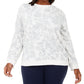Moletom feminino estampado plus size Karen Scott, branco, tamanho 0X