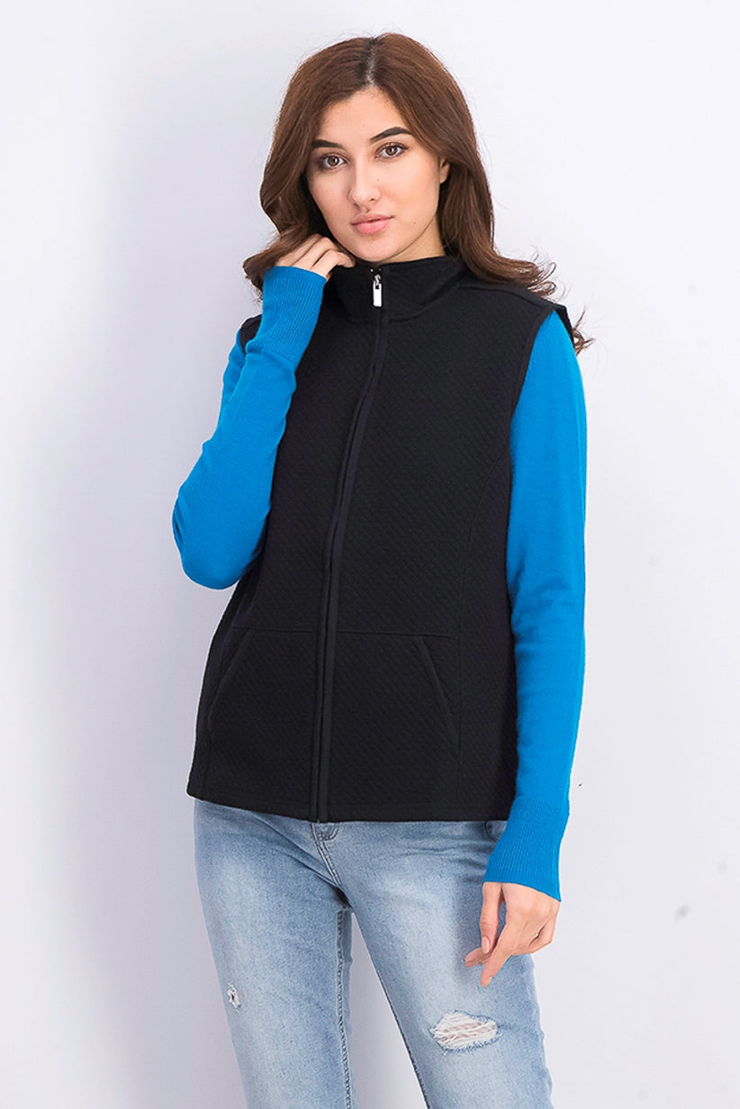 Colete esportivo feminino Karen Scott de lã acolchoada, preto, tamanho pequeno