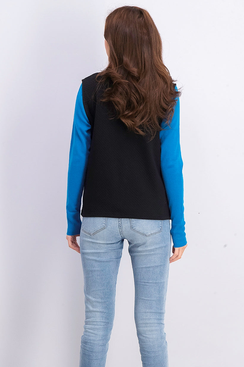 Colete esportivo feminino Karen Scott de lã acolchoada, preto, tamanho pequeno