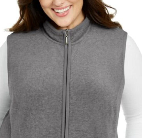 Colete esportivo feminino Karen Scott com zíper Zeroproof Fleece, cor carvão, tamanho médio