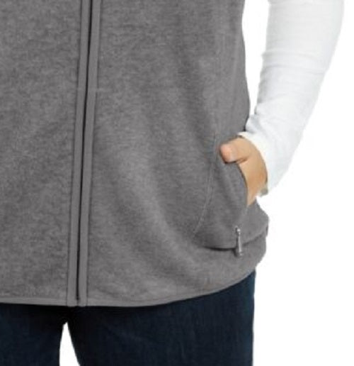 Colete esportivo feminino Karen Scott com zíper Zeroproof Fleece, cor carvão, tamanho médio