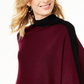 Poncho feminino de cashmere com borda vermelha, tamanho regular, Charter Club