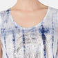 Blusa feminina estilo tie-dye sem mangas com decote redondo, azul, tamanho médio