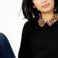 Suéter feminino Charter Club Pure Cashmere com estampa de chita e camadas, preto, tamanho pequeno e pequeno