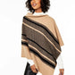Poncho feminino listrado xadrez de cashmere Charter Club, bege, tamanho regular