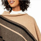 Poncho feminino listrado xadrez de cashmere Charter Club, bege, tamanho regular