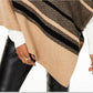 Poncho feminino listrado xadrez de cashmere Charter Club, bege, tamanho regular