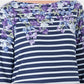 Blusa estampada feminina Karen Scott, manga três quartos, azul, tamanho grande