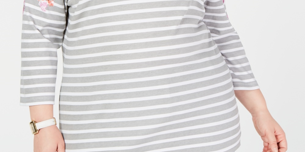 Karen Scott Blusa Plus Size Feminina Estampa Mista Manga 3/4 Vermelha Tamanho 0x