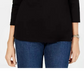 Karen Scott Blusa Feminina Manga 3/4 de Algodão com Enfeites Preto Tamanho Médio