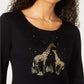 Blusa de algodão estampada feminina Karen Scott, preta, tamanho grande