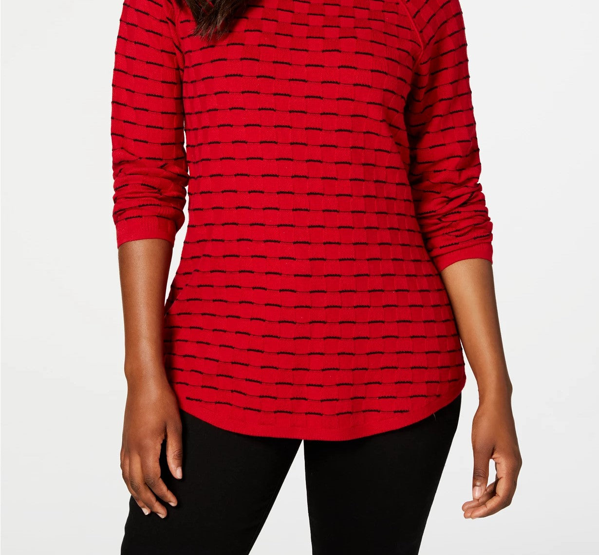 Suéter texturizado feminino Karen Scott, preto, tamanho pequeno