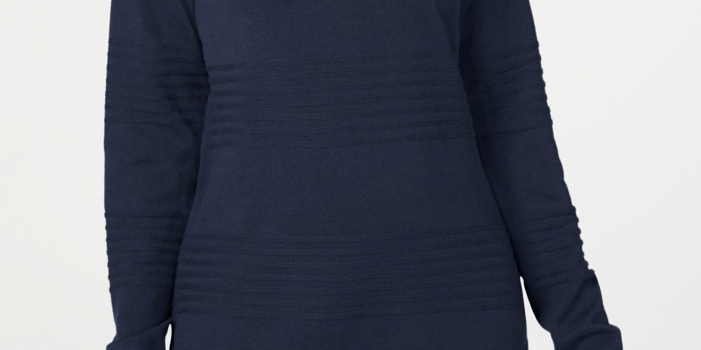 Karen Scott Suéter Feminino de Algodão com Canelado Azul Marinho Tamanho XXG