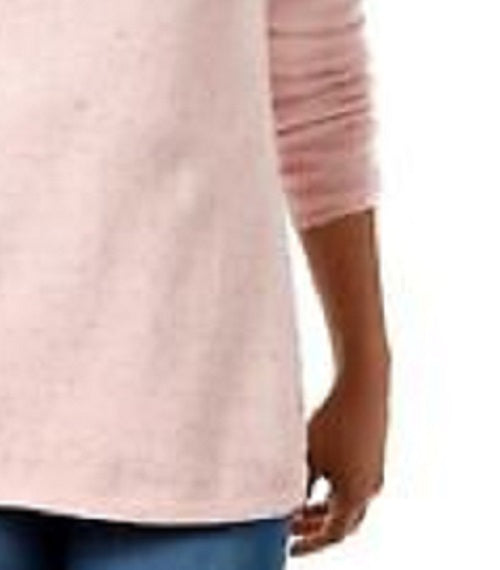 Suéter feminino Karen Scott com bainha curva, rosa, tamanho grande