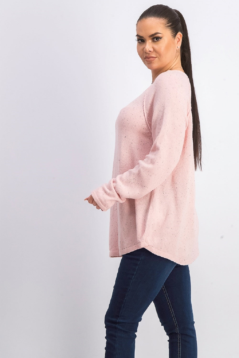 Suéter feminino Karen Scott com bainha curva, rosa, tamanho pequeno