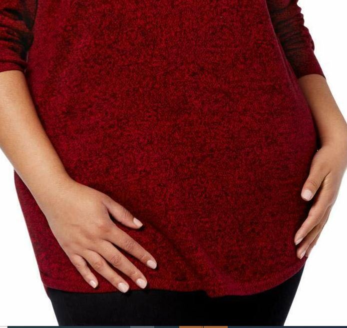 Karen Scott Suéter Curvo Feminino Vermelho Tamanho Grande