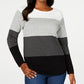 Karen Scott Suéter Feminino Colorblocked Cinza Tamanho X-G
