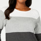Karen Scott Suéter Feminino Colorblocked Cinza Tamanho X-G
