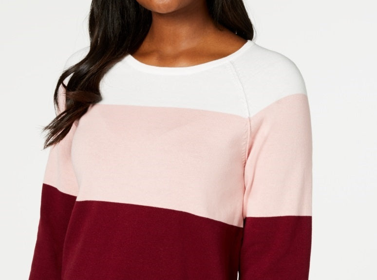 Karen Scott Suéter Feminino Colorblocked Vermelho Tamanho Médio