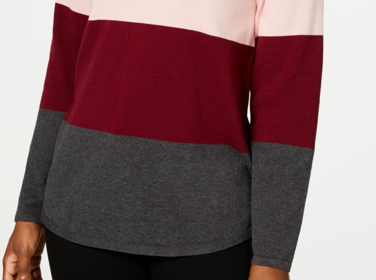 Karen Scott Suéter Feminino Colorblocked Vermelho Tamanho Médio