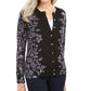 Karen Scott Cardigan Feminino com Estampa Floral e Botões Roxo Tamanho Médio
