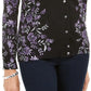 Karen Scott Cardigan feminino com estampa de tapeçaria, roxo, tamanho pequeno