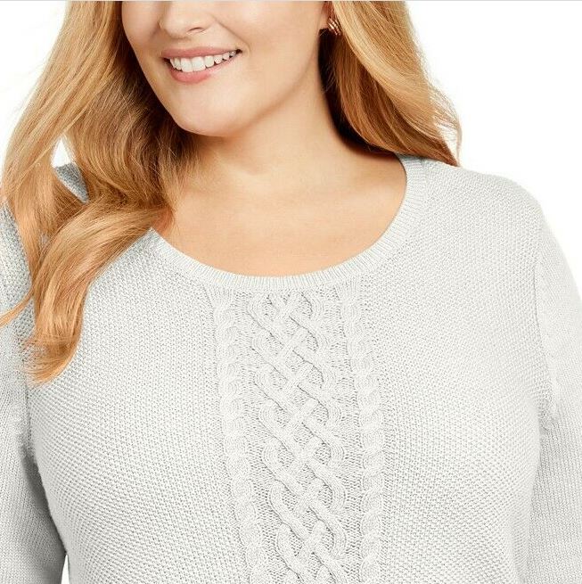 Suéter de tricô feminino Karen Scott, branco, tamanho médio