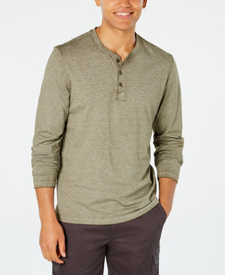 American Rag Masculino Heathered Henley Verde Tamanho Pequeno