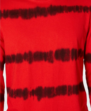 Camiseta masculina American Rag com listras tie-dye e manga comprida, vermelha, tamanho grande
