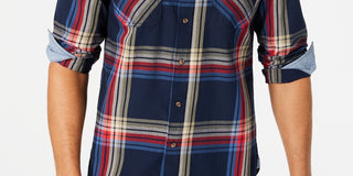 Camisa xadrez Kane masculina American Rag, azul marinho, tamanho extragrande