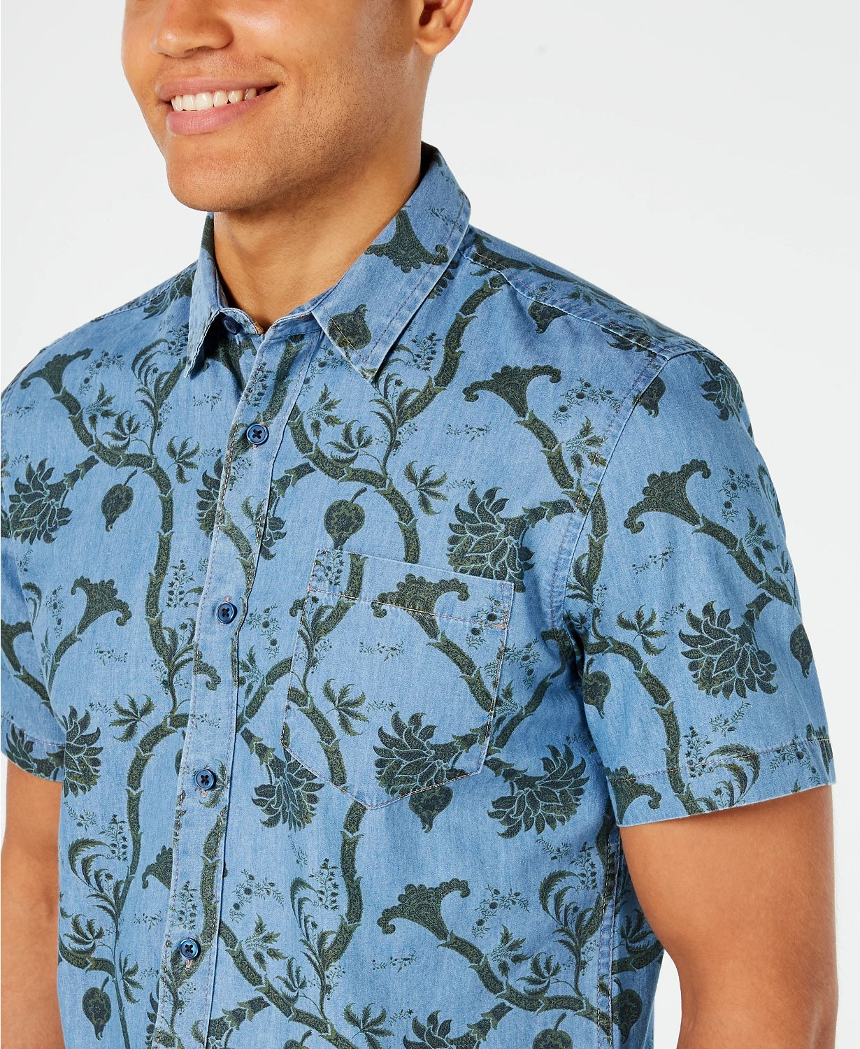 Camisa masculina American Rag com estampa floral Paisley, azul-marinho, tamanho pequeno