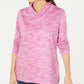 Karen Scott Sport Feminino Space-Dyed Cowlneck Top Vermelho Tamanho XXG