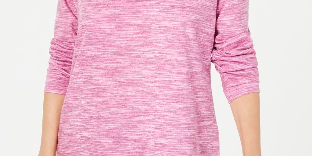 Karen Scott Sport Feminino Space-Dyed Cowlneck Top Vermelho Tamanho XXG