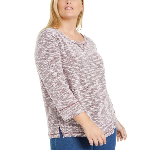 Moletom esportivo feminino Karen Scott mesclado vermelho tamanho grande