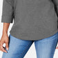 Karen Scott Moletom Feminino Esportivo de Algodão com Tachas Manga 3/4 Cinza Escuro Tamanho P