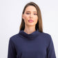 Karen Scott Top esportivo feminino com decote careca, azul, tamanho extragrande