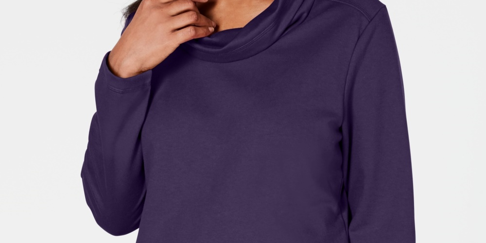 Karen Scott Top esportivo feminino com decote careca, roxo, tamanho extrapequeno
