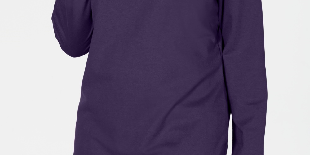 Karen Scott Top esportivo feminino com decote careca, roxo, tamanho extrapequeno