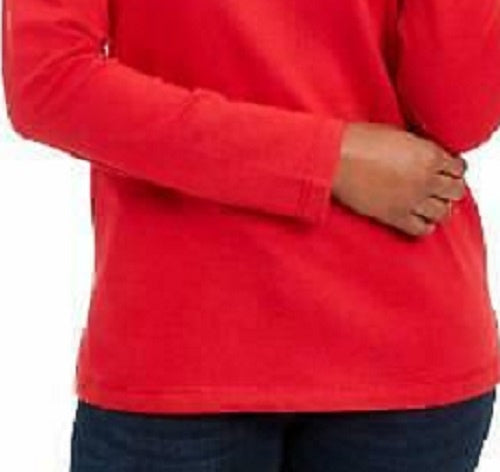 Karen Scott Top esportivo feminino com gola alta, vermelho, tamanho grande