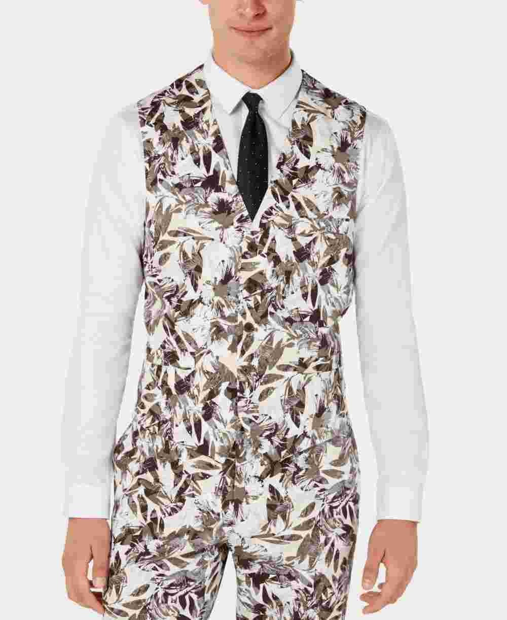 INC International Concepts Colete masculino slim fit botânico bege tamanho XXX-G